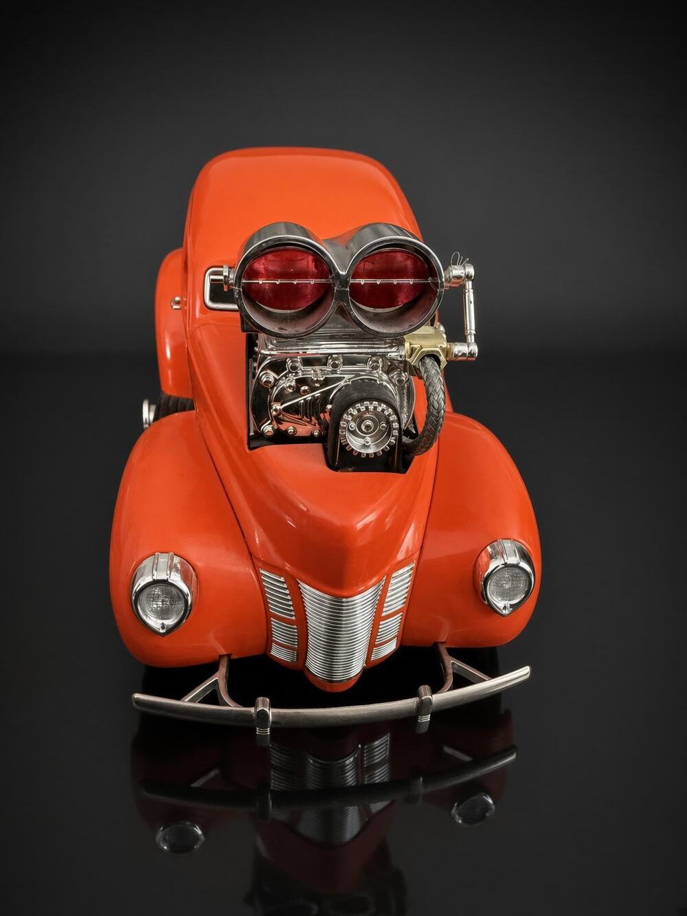 Muscle Machines 1940 Ford Sedan Delivery Orange 1:18 Diecast Blown Custom Pan